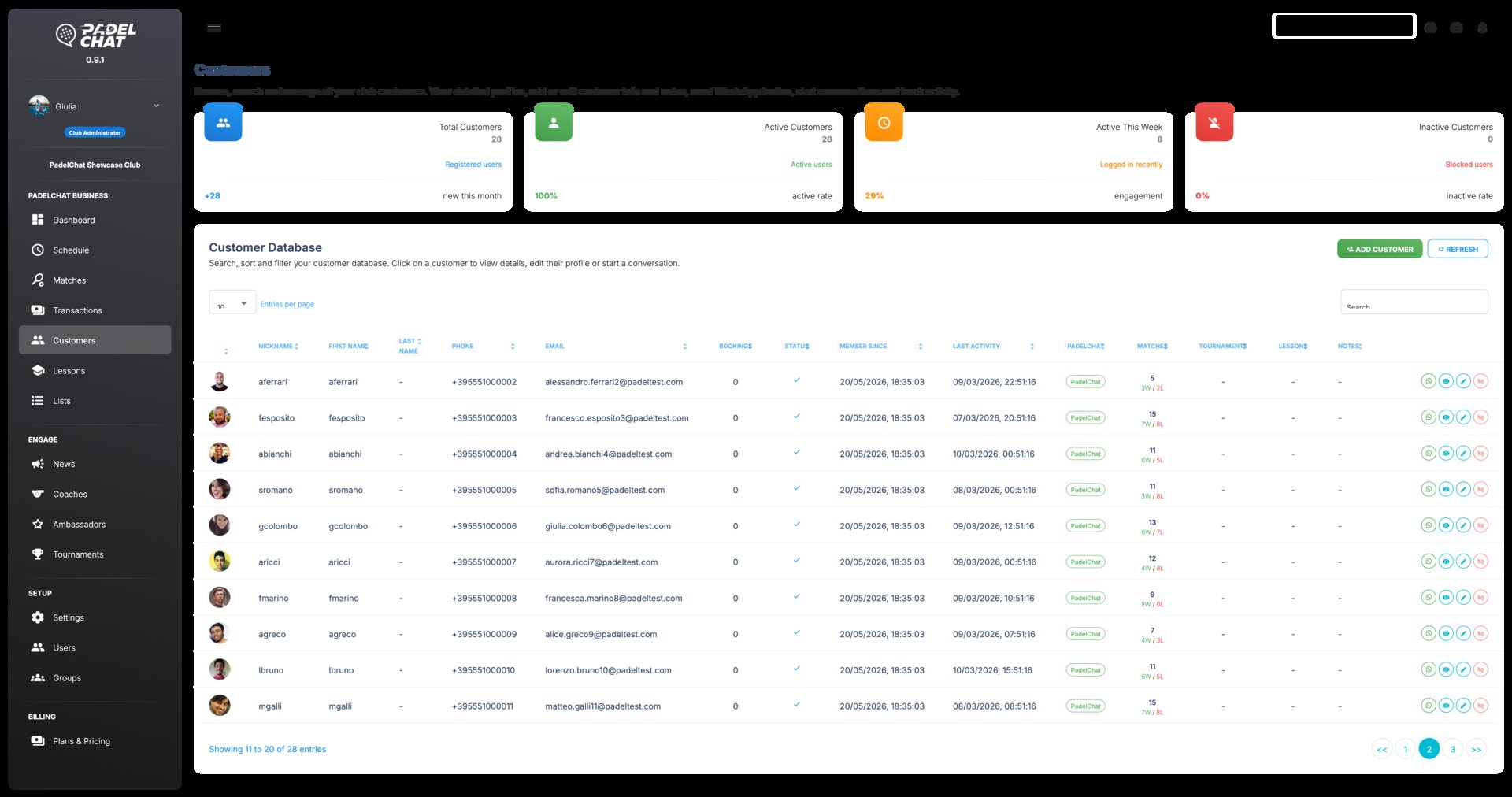 Members and customer lists - Customer directory