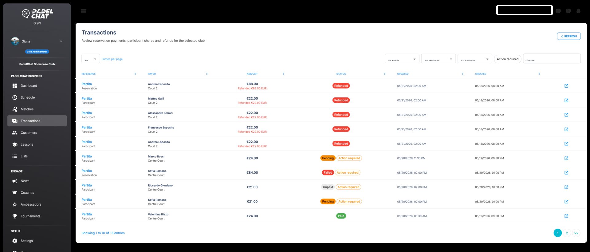 Payments, refunds, and Stripe - Transactions