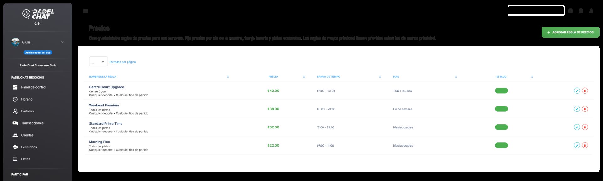 Pagos, reembolsos y Stripe - Reglas de precios