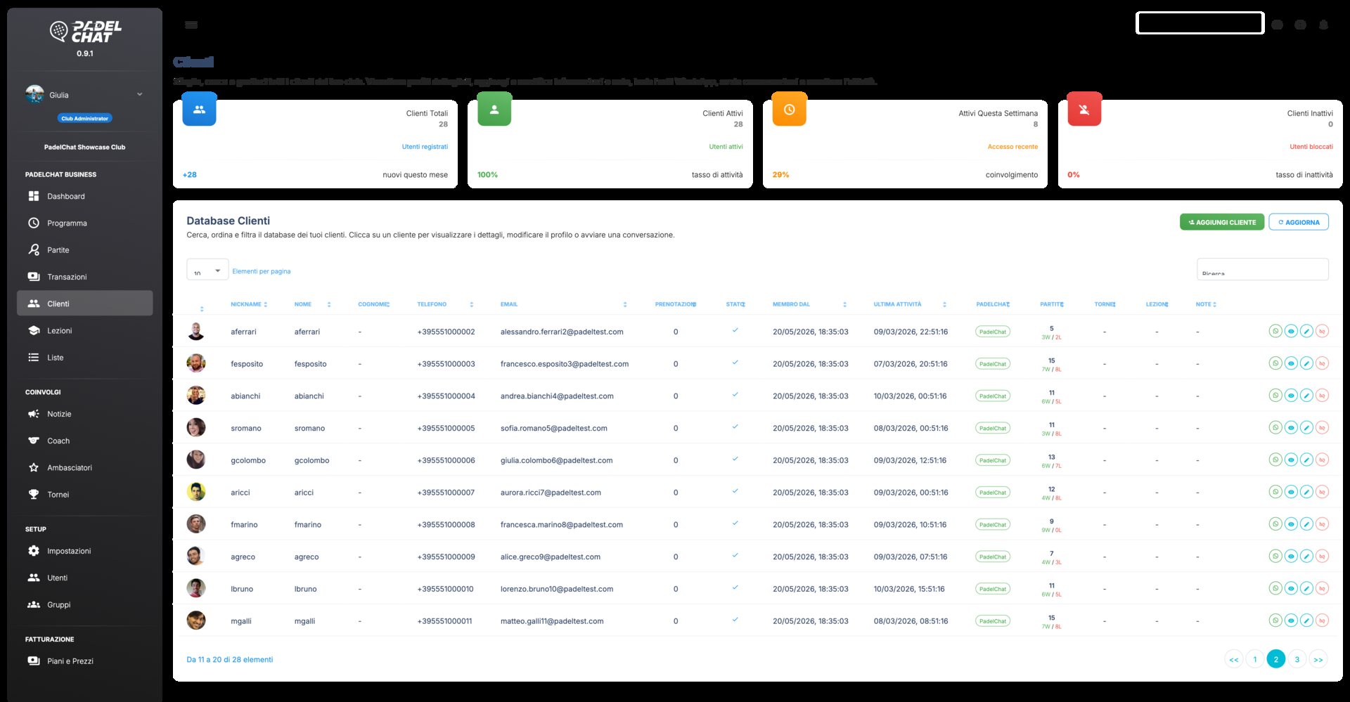 Membri e liste clienti - Anagrafica clienti